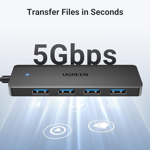UGREEN USB 3.0 Hub, 4 Ports USB A Splitter Ultra-Slim USB Expander for Mouse, Keyboard, Flash Drive, U Disk, Printer Compatible with Laptop, Desktop PC, Xbox, PS5, and More 3.3FT - size: ['3.3 feet'], style: USB-A