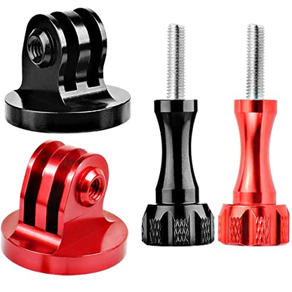 Niewalda Alumium Tripod Mount Adapter, Gopro Threaded Adapter,Action Camera Tripod Adapter Compatible with GoPro Max, GoPro Hero, DJI Osmo Action Camera （Two Groups） - color: Red, Black