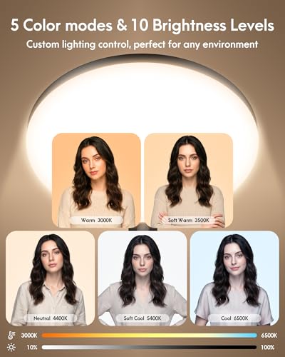 Full-Panel Ring Light with Stand and Extra-Long Flexible Phone Arm for Podcast & Streaming, 10" LED Video Light for Desk, Laptop & Computer, Dimmable Light for Video Recording & Content Creation