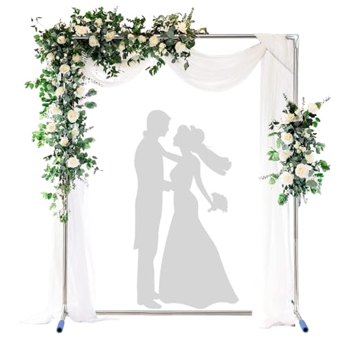 Wedding Arch Backdrop Stand,7x6 FT Metal Arch Backdrop Stand for Ceremony, Stainless Steel Square Backdrop Stand for Parties,Wedding,Birthday,Anniversary,Baby Shower,Garden Decorations - size: 7*6 ft