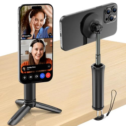 Phone Holder Stand for Desk,Adjustable Phone Holder for Recording,iPhone Stand for Filming,Cell Phone Stand Office Camping Travel Essentials,Detachable Tripod, Magnetic Stand for iPhone,Galaxy