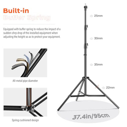 Godox Light Stand 112in/9.3' Photography Light Stand Heavy Duty with 1/4” to 3/8” Universal Screw Carry Bag Portable for Photography Studio Portrait Shooting - size: 112in