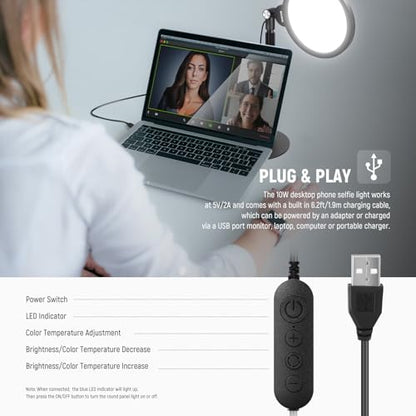 NEEWER Basics 7" Desk Ring Light for Video Recording, 10W Dimmable Full Screen Key Lighting with Stand&Phone Holder for iPhone Computer Laptop Vlog Live Streaming Video Conference, R06