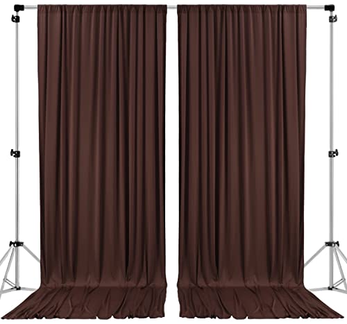 AK TRADING CO. 10 feet x 10 feet Brown IFR Polyester Backdrop Drapes Curtains Panels with Rod Pockets - Wedding Ceremony Party Home Window Decorations - color: Brown, size: 60"W x 120"L (Pack of 2)