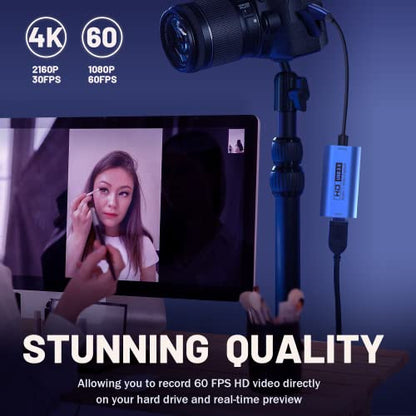 GUERMOK Video Capture Card, USB3.0 HDMI to USB-C Capture Device, Stream & Record at 2K@30FPS 1080P@60FPS, Compatible with iPad Mac OS Windows, Quest 3, OBS, Zoom, PS5/4, Switch, Xbox (Blue) - color: Blue