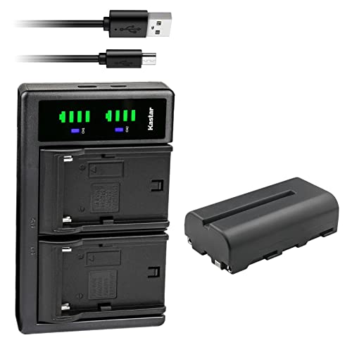 Kastar 1-Pack NP-F550 / NP-F570 Battery and LTD2 USB Charger Compatible with Neewer Advanced 660 Dimmable Bi-Color LED Pane Light, P200 CRI97+ RGB LED Video Light, P280 CRI97+ RGB LED Video Light - size: 1 Charger + 1 Battery