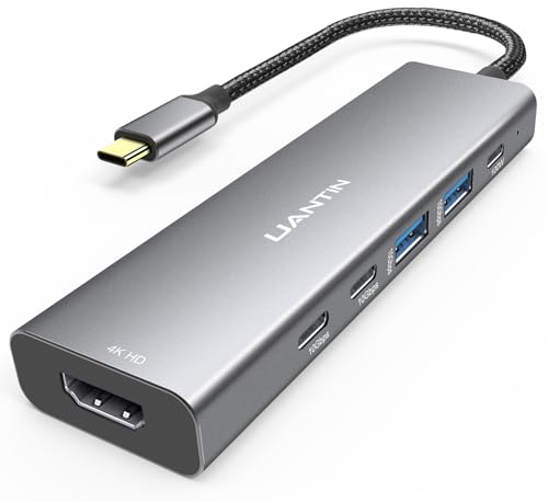 UANTIN USB-C Hub (6-in-1) Multiport Adapter with 10Gbps USB C 3.2 & USB-A 3.2 4K HDMI, 100W Power Delivery, USBC Dongle for MacBook Pro/Air, iPad Pro, ThinkPad, iMac and More - style: USB C Hub 6 in 1