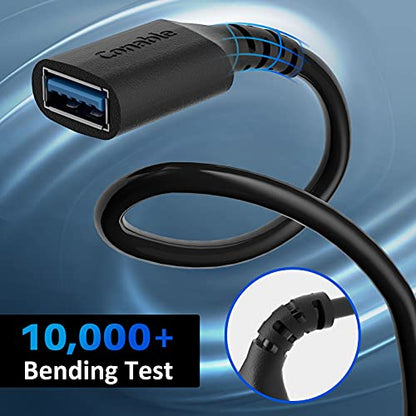 3 Pack USB 3.0 Extension Cable 4 Feet, USB A Male to Female Extender Cord, 5Gbps Data Transfer for Webcam, Printer, Keyboard, Mouse, Flash Drive, Hard Drive, Controller, Black Cable with 5 Cable Ties - size: 4 Feet (3 Pack)
