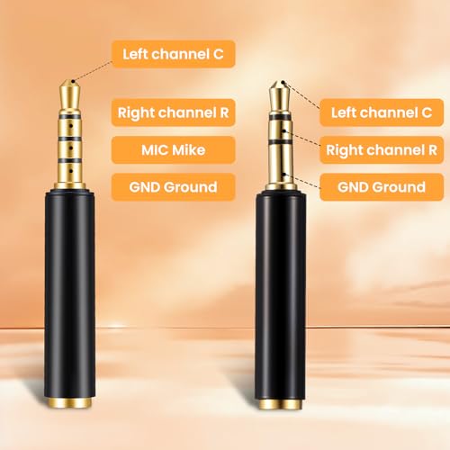 JIEYAO 4 Pack 3.5mm TRS to TRRS Adapter, Male to Female Microphone Audio Converter TRRS to TRS Adapter Microphone Audio Adapters for Cameras Recorders Audio Interfaces with TRS/TRRS Jack