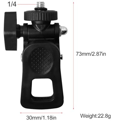 2PCS Fill Light Clip Camera Mount Clamp Selfie Light Clip Mount Holder with 1/4 Screw Universal Connector for Tripod Tablet Laptop Smartphone Video Live Stream 120 Degree Rotatable Black