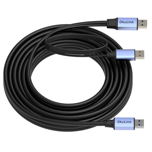 OkyLink Active USB 3.0 Data Cable A to A, Male to Male 5Gbps, 25ft | 8M, 3.2 Gen 1, Includes power cable, suitable for Industrial Printer and Scanner - color: USB3.0(5Gbps), size: 25ft (8m)