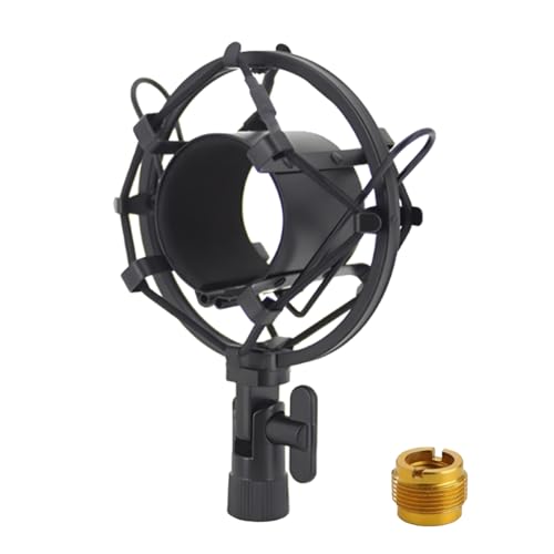 43-48mm Microphone Shock Mount Anti Vibration Mic Suspension Mount Aluminum Alloy Condenser Microphones Holder Clip with Metal Screw Adapter Isolation Absorber Studio - color: Black, size: For 43mm-48mm Diameter