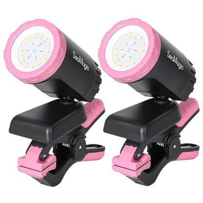 2-Pack Pink Rechargeable LED Work Light, 360° Adjustable Spotlight with Magnetic Base & Clamp, Portable Clip Light for Garage, BBQ, Workshop, Car Repair, Household & Emergency Use - style: 2-Pack