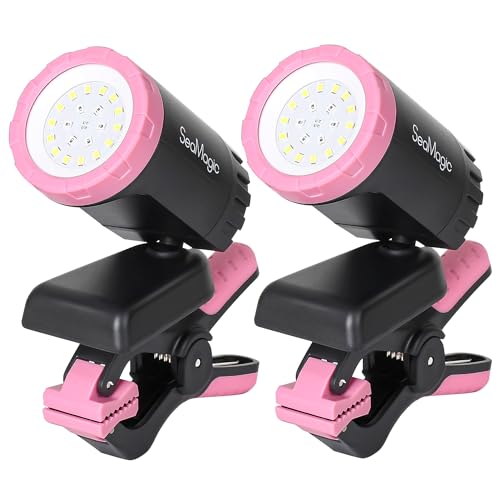 2-Pack Pink Rechargeable LED Work Light, 360° Adjustable Spotlight with Magnetic Base & Clamp, Portable Clip Light for Garage, BBQ, Workshop, Car Repair, Household & Emergency Use - style: 2-Pack