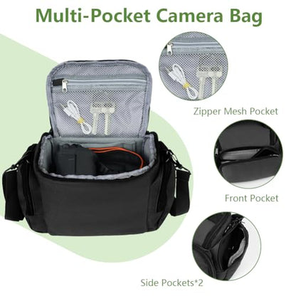 Ainiv DSLR Camera Bag, Waterproof Anti-Shock SLR Camera Case, Large Adjustable Shoulder Strap Camera Backpack, Portable Crossbody Single Shoulder Backpacks Compatible with Canon, Sony, Nikon, Black - color: Black