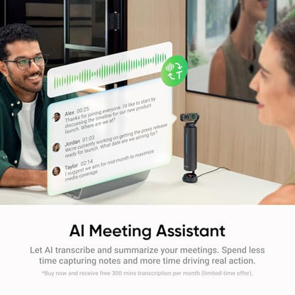 Insta360 WaveLink Pro - 4K Conference Room Speakerphone and Camera, Speaker Tracking, 5m 360° Voice Pickup, Noise Reduction, AI Transcription and Summaries, Plug & Play, Works with Zoom, Teams
