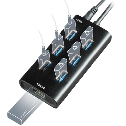 Rebuff Reality 7 Port USB Hub, Dongle USB 3.0 Hub for Wireless Interference Reduction for Gaming, Stable Connection & Lag-Free for Mouse, Keyboard, Headset, Compatible with PC, Mac, Xbox, PlayStation - size: 7-PORT