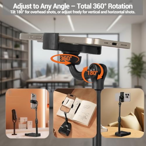 Dual Phone Holder Mount Suitable for iphone 17, 360 Degree Rotating Tablet and Phone Holder Mount, Foldable Phone Stand, Office Desk Accessories for iPhone 17 16 15 14 Pro Max Air, Galaxy S25