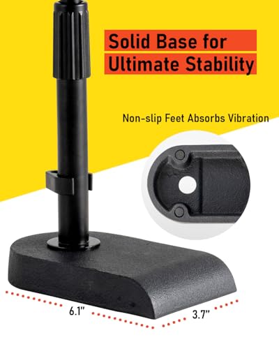 Stage Rocker Adjustable Low-profile Microphone Stand, 2 Pack - Snare/Tom Bottom/Bass (Kick) Drum/Table Top, Adjustable Height, Clip-on cable holder, Powered by Hamilton (SR610111-2PK) - size: 2 Pack