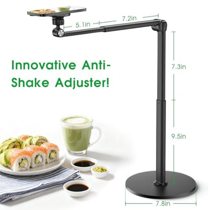 Overhead Phone Stand for Desk, Heavy Duty Aluminum Overhead Phone Tripod with Flexible Long Arm, 360° Rotating Phone Holder for Filming Overhead, Drawing, Cooking – Perfect for Creators(Magnetic) - style: Magnetic