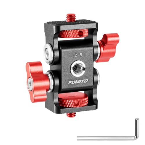 FOMITO Aluminum Alloy Dual Head 1/4'' Screw and 1/4''(3/8'') Screw hole , DSLR Rabbit cage Monitor Bracket with Adjustable Damping Photography Expansion Accessories Red Color - color: Red, size: Dual mount