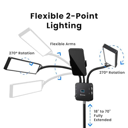 Lume Cube Flex Light Pro - Portable Dual LED Lamp with Tripod and Phone Holder Mount | Flexible 2-Point LED Lights for Tattoo Artists, Beauticians, aestheticians, lash Artists, and Content Creators
