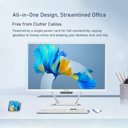suevery All-in-One Desktop Computer, Core i5 16GB RAM 512GB SSD, HD Webcam Clear Calls,21.5 AIO Gaming pc,1080P Display, WiFi 6, Business All in One for Home Office Daily Use with Keyboard & Mouse