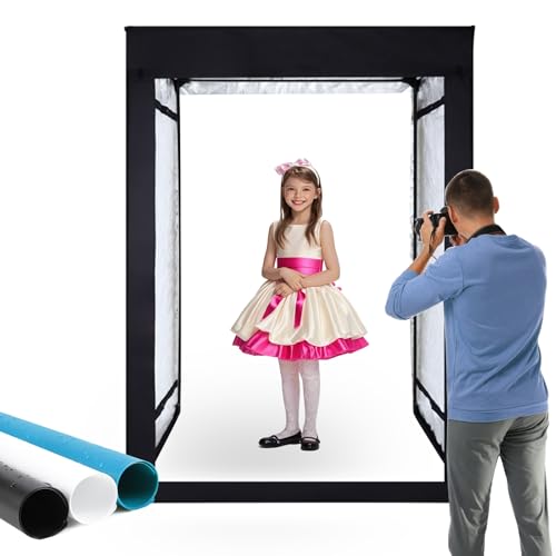 48"x56"x40" Large Photo Studio Light Box Photography, 6 Light LED Panels Dimmable Shooting Tent with 3 Color Backdrops Continuous Lighting Softbox for Model Clothing Photography - size: 48x56 in (6 LED Strips)