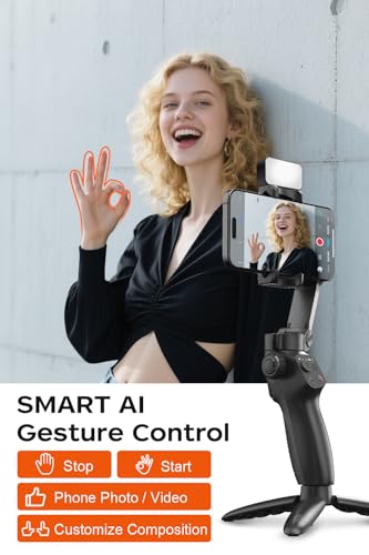 Gimbal Stabilizer for iPhone, Phone Stabilizer, Portable Foldable 3-Axis Phone Gimbal with Magnetic Fill Light for Android & iPhone 17 16 15 Pro Max, Ideal for Travel Vlogging - style: CM8 PLUS