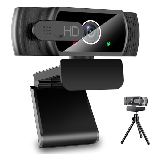 skybess 1080P HD Webcam, Live Stream Web Camera with Microphone and Privacy Cover - 110° View USB Webcam for PC Zoom Video Conferences, Calls, Skype, YouTube, Facetime, etc - Plug and Play