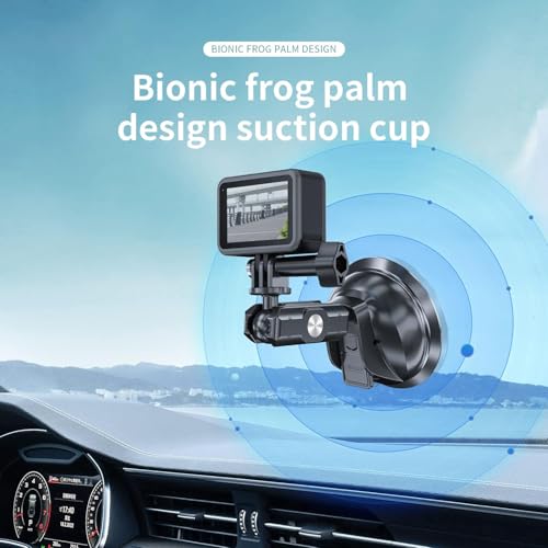 TELESIN Suction Cup Car Mount with Phone Holder, Windshield Window Dashboard Boats Vehicle Attach for DJI Osmo Pocket 4/3 Action 6/5/4 GoPro Mission 1 PRO Hero 13 Insta360 Luna Ultra Xtra Camera Mount - color: Suction Mount+Phone Holder