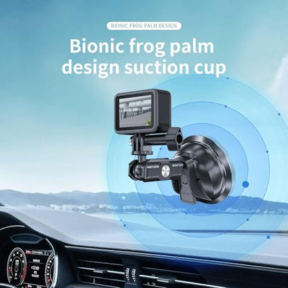 TELESIN Suction Cup Car Mount with Phone Holder, Windshield Window Dashboard Boats Vehicle Attach for DJI Osmo Pocket 4/3 Action 6/5/4 GoPro Mission 1 PRO Hero 13 Insta360 Luna Ultra Xtra Camera Mount - color: Suction Mount+Phone Holder