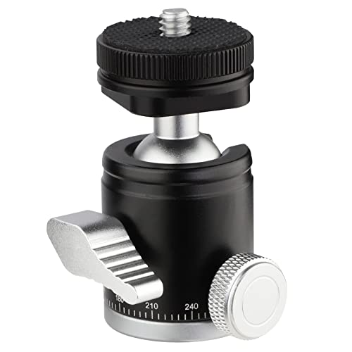 Adapter Panoramic Ballhead 360°,Mini Camera Tripod Ball Head, with Cold Shoe Mount with 1/4" Screw for DSLR Cameras Cell Phone Tripods Monopods Camcorder Light Stand Speedlight Quick Release