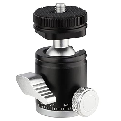 Adapter Panoramic Ballhead 360°,Mini Camera Tripod Ball Head, with Cold Shoe Mount with 1/4" Screw for DSLR Cameras Cell Phone Tripods Monopods Camcorder Light Stand Speedlight Quick Release