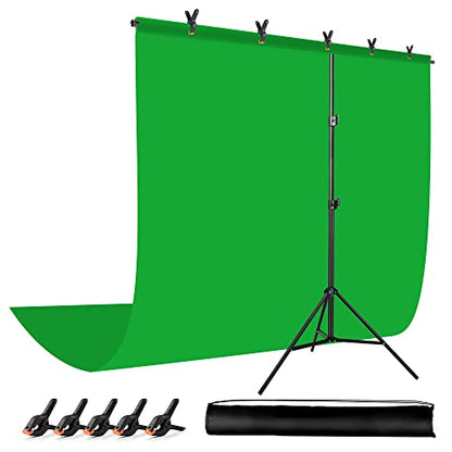 Green Screen Backdrop with Stand for Streaming, 6.5X 10ft (WxH) Protable Green Screen with 6.3 x 6.5 ft Stand kit, Greenscreen Background with Stand Carrying Bag 5 Spring Clamps - color: Green, size: 6.3 x 6.5 Ft