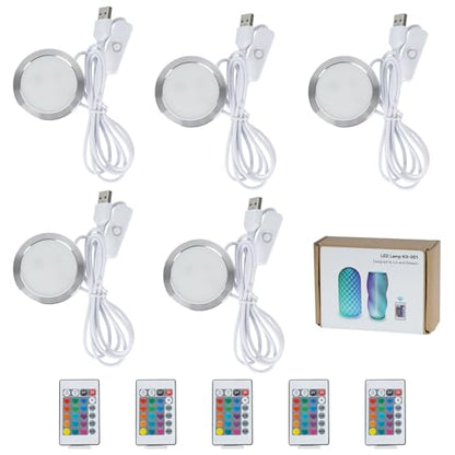 5PCS Remote Control RGB LED Lamp Kit 001 for Bambu Lab Multicolor RGB Includes Button Battery Makerworld 3D Printed DIY Hardware Model Spare Parts 5V USB Powered - color: 5 PCS RGB LED Light