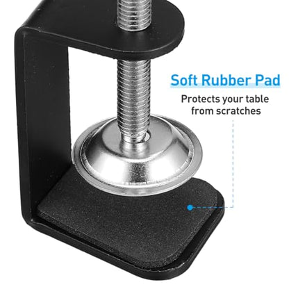 SHINEOFI Table Mount Clamps 2-Pack C-Shape Desk Hold Down Clamps with Padding Protection 3.54X2.16X1.37In Base I-Clip for Microphone and Tool Installation