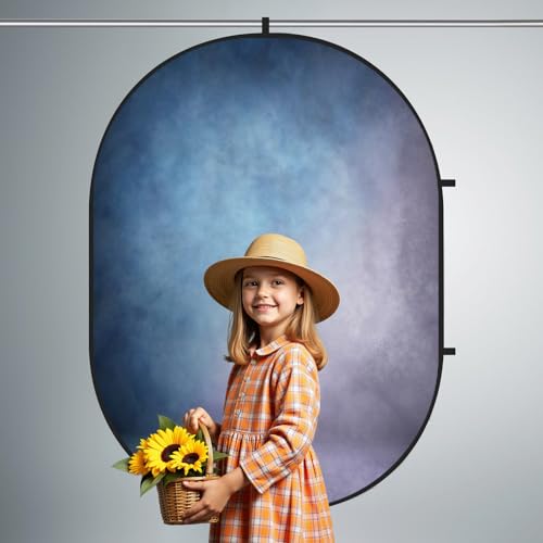 Kate Collapsible Backdrop Pop Up Backdrops Blue Portable Background for Portrait Headshot, Video, Live Stream, 5x6.5ft