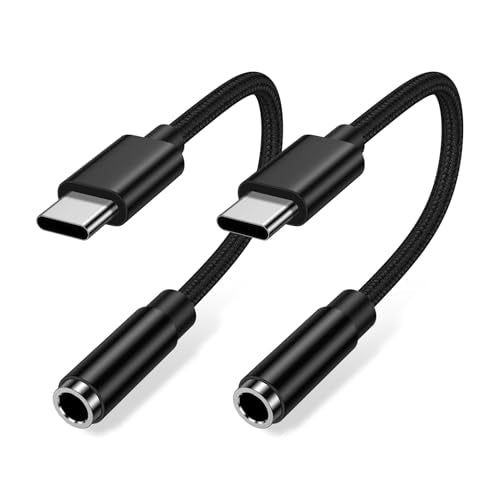 USB C to 3.5mm Headphone Jack Adapter 2 Pack, Type C to 3.5mm Audio Adapter Aux Dongle Cable for Samsung Galaxy S26 Ultra S26+ S26 A37 A57 S25 Ultra S25 FE Edge S25+ A17 A16 5G A36 A26 A56 S24 S23 S22