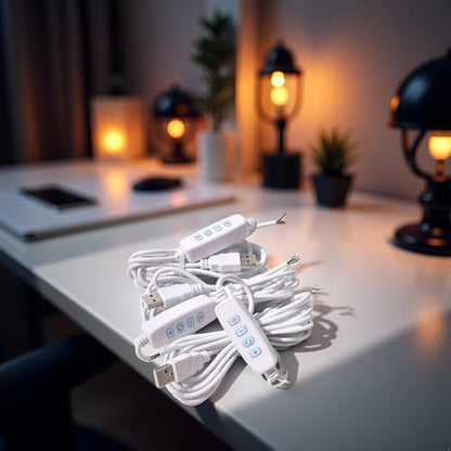 2Pcs White DC5V USB LED Dimmer Extension Cable with On/Off Switch Adapter LED Dimming Controller for LED Light Bulb Lamps USB-Port Power Cable for Led Light Bulb Lamps