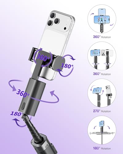 Auto Face Tracking Tripod 360 Rotation with Light, Phone Tripod Stand with Remote Follow Your Movement, for Android Phone Selfie Stick for Content Creators Vlog