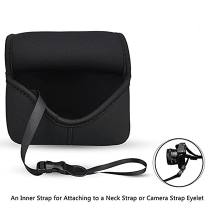 JJC Soft Neoprene Digital Camera Case Pouch Compact Bag Protector with Anti-Lost Inner Strap for Sony ZV-E10 A6500 A6400 A6300 A6100 A6000 A5500 A5100 with E 16-50mm Lens - size: for Sony ZV-E10 A6500 A6400 with Lens & More