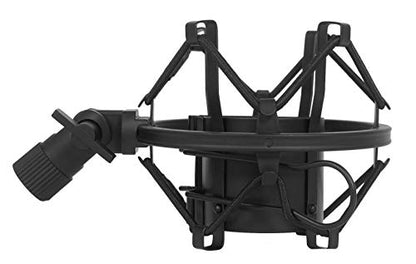Rockville RDTS Bundle: Adjustable Height Studio Desktop Tripod Mic Stand with Mic Clip, R-Shock Black Metal Shock Mount for Studio Mic, 2-items