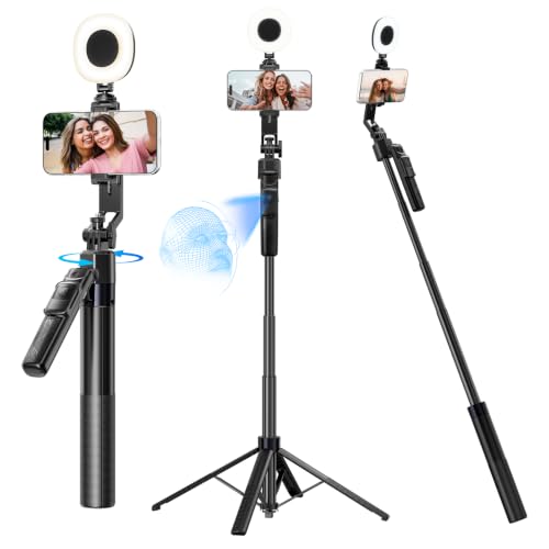 UBeesize 69" Auto Tracking Phone Tripod with Remote, Gesture Control, Detachable Ring Light, Aluminum Tripod Stand, 360° Adjustable Head for iPhone, Android, Camera, Video Recording & Live Streaming - size: 69"