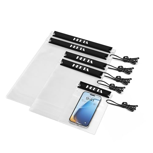 HEETA 5-Pack Clear Waterproof Dry Bag Pouch, Water Tight Cases Dry Bags Document Holder for Camera Mobile Phone Maps, Kayaking Boating - color: Black