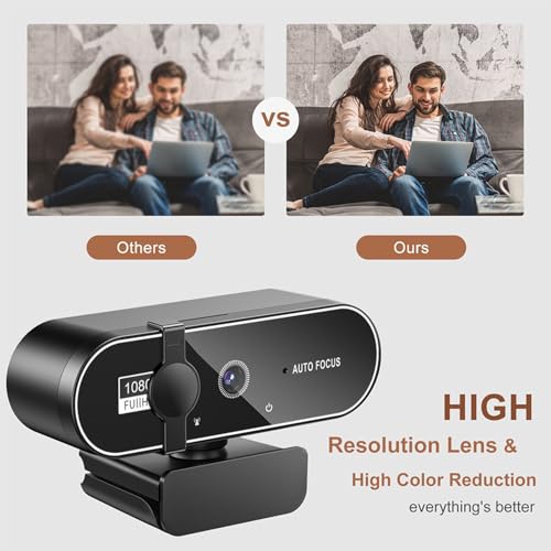 4K Webcam for PC with Microphone & Noise Cancellation, Auto Focus + 99° Wide FOV, 180° Bendable Mount, Privacy Shield, Plug-and-Play USB Cam Ideal for Smooth Online Class & Video Conference Chats