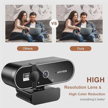 4K Webcam for PC with Microphone & Noise Cancellation, Auto Focus + 99° Wide FOV, 180° Bendable Mount, Privacy Shield, Plug-and-Play USB Cam Ideal for Smooth Online Class & Video Conference Chats
