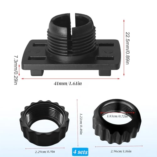 4PCS Tightening Nut with 4 Button Lock Replacement 17mm Ball Joint Mount Socket for Carplay Screen Phone Holder Backup Camera Monitor GPS Car Auto Stereo