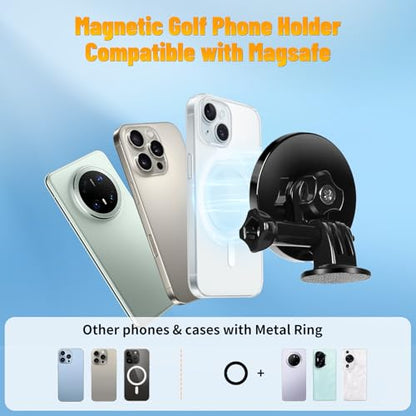 Golf Tripod & Monopod,Golf Swing Phone Holder,47.6" Magnetic Adjustable Aluminum Alloy Selfie Stick,Record Golf Swing and Training Aid,w/Spike Stake Mount,Compatible with All Phone Camera GoPro