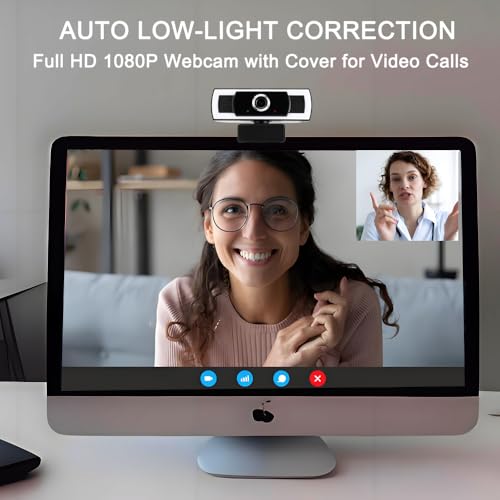 Webcam with Microphone, 1080P auto Zoom, Software Control & Privacy Cover, USB HD Computer Web Camera, Plug and Play, for Zoom/Skype/Teams, Conferencing and Video Calling - color: black-1pack